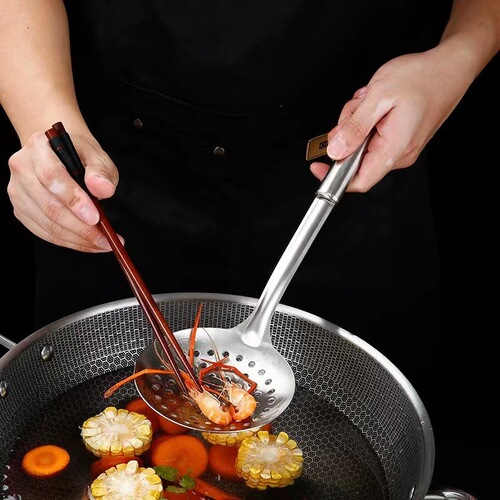 Stainless steel spatula kitchenware set, including soup spoon, stir-fry spatula, kitchen home use, thick stir-fry spoon set, steel elegant handle series