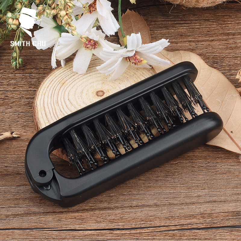 Peigne de massage pliable et portable en poils de sanglier duveteux, antistatique, en stock, pour hommes. Brosse plate._voghion.com