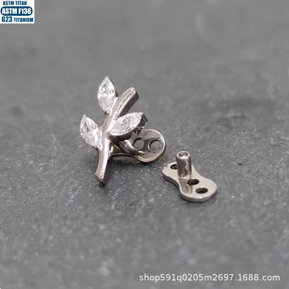 F136 Titanium Alloy Flower-Shaped Zircon Bone Nail Internally Threaded Body Piercing Jewelry Subcutaneous Implant Nail detail image 10