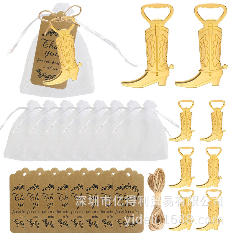 Cross-Border Creative Cowboy Boot Bottle Opener Set European and American Wedding Bridal Gift Birthday Party Party Cap Opener