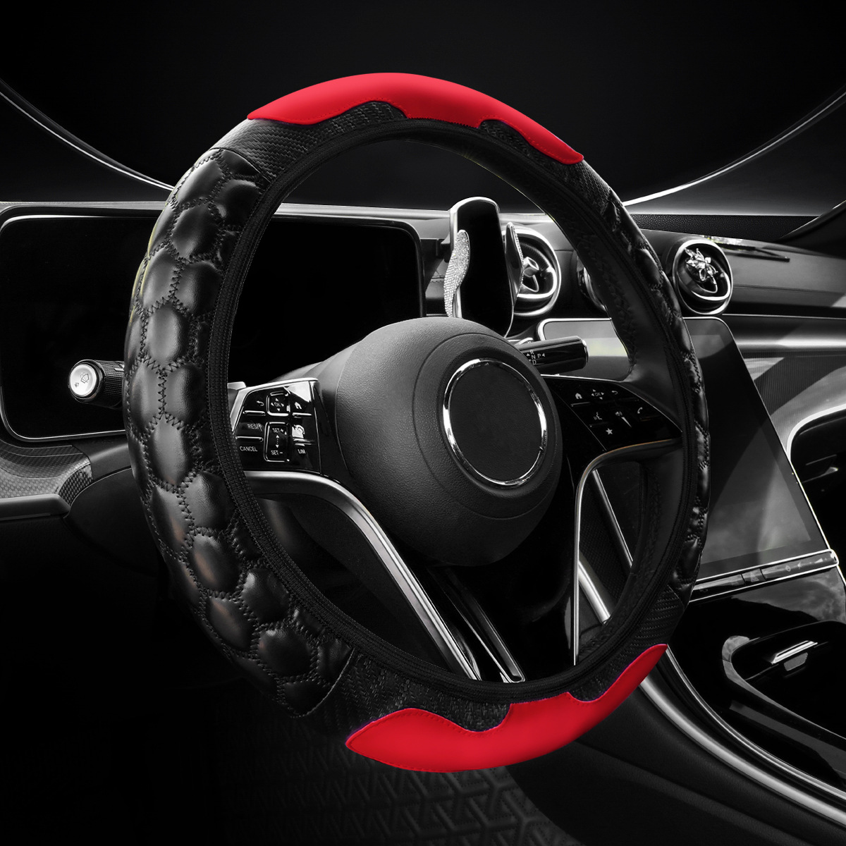 Car interior steering wheel cover, leather bubble design, suitable for all seasons, anti-slip and wear-resistant, protects the steering wheel
