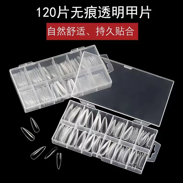 Manicure Nails Transparent Folding Traceless No-Engraving Ultra-Thin Nails Nail Salon Special Nails 120 Pieces Pp Box