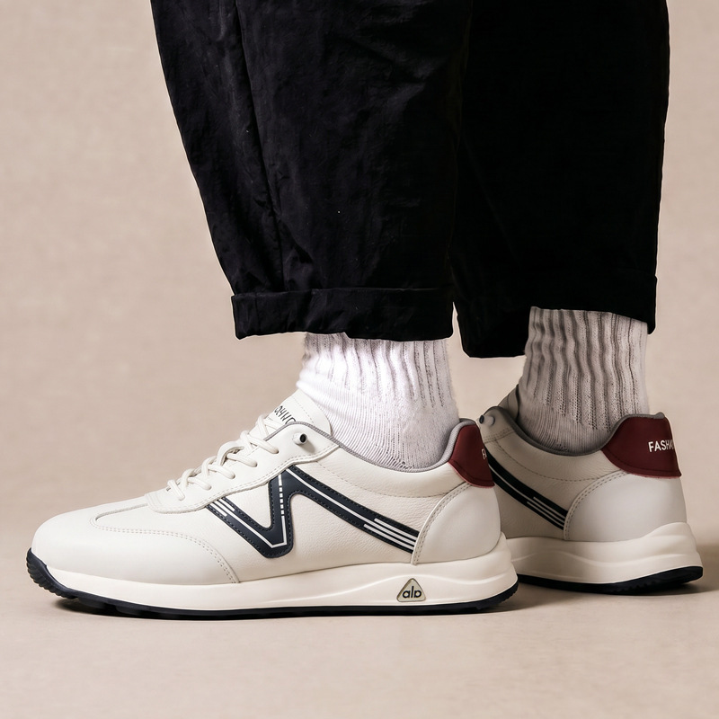 Top-grade cowhide spring new men's shoes, new running shoes, fashionable shoes, British casual shoes, men's sports shoes