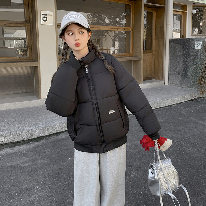 2024 otoño y invierno surcoreano Dongdamen nuevo temperamento de moda ropa de algodón de algodón de cuello vertical ropa de algodón de mujer abrigo corto image 6