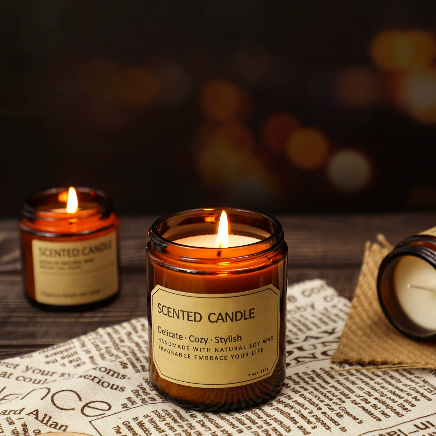 Aromatherapy Scented Candle & Diffuser, 250 ml, retro brown gift box, ancient style