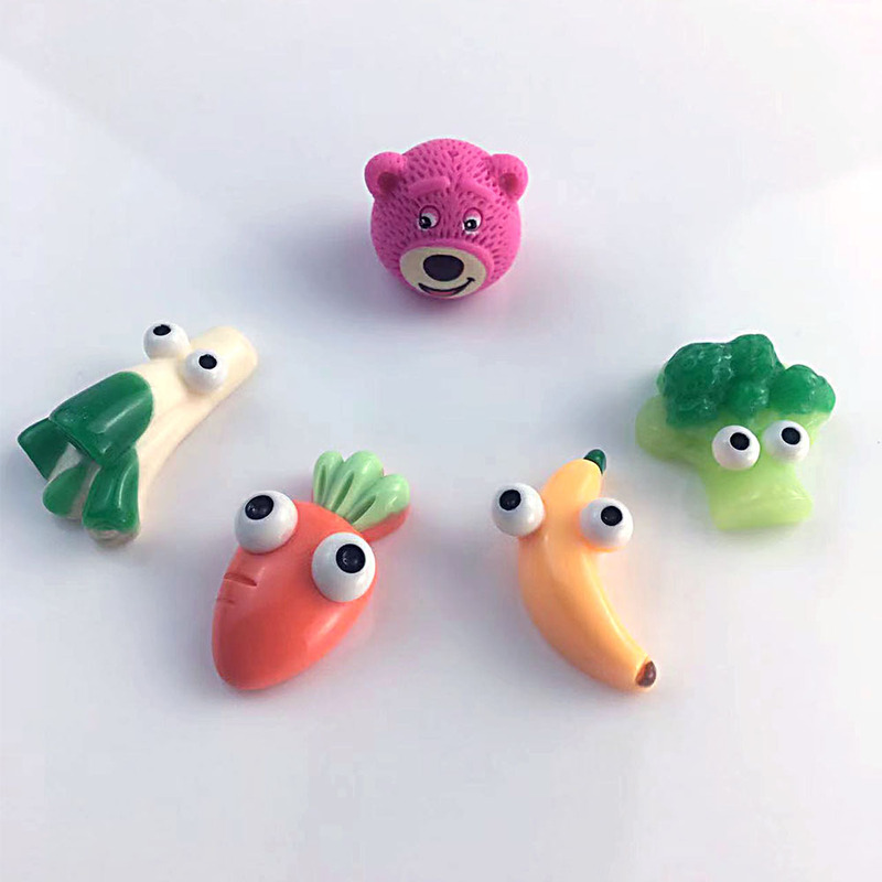 Mini Cartoon Big Eyes Fruit and Vegetable Strawberry Bear Carrot Banana Hole Shoe Resin DIY Jewelry Accessories