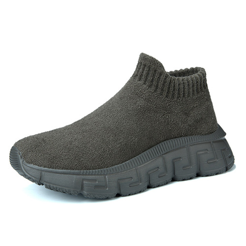 One-Piece Winter and Autumn Oversized Casual Fleece Mid-Center Sports Shoes for Women, Soft Sole Lightweight Socks Shoes for Men