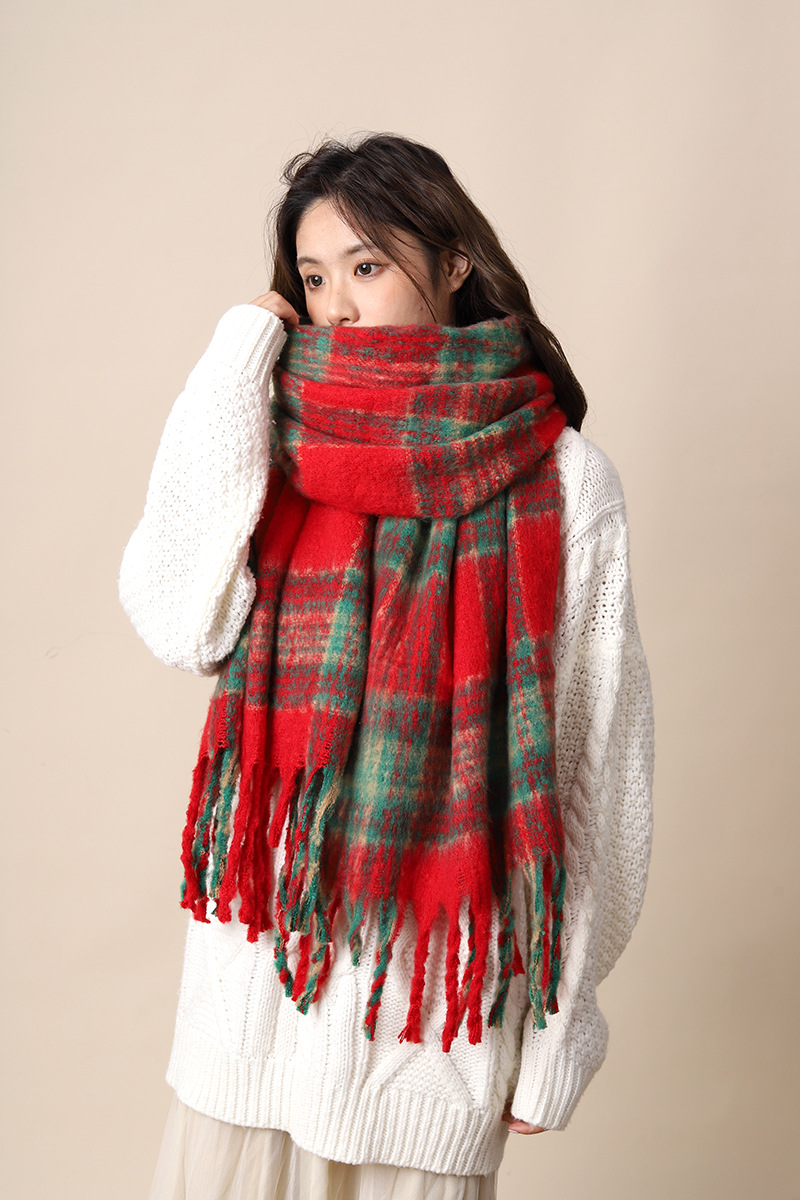 Sciarpa invernale in mohair con nappe di alta qualità, in cashmere marrone Maillard, per studenti, stile nuovo_voghion.com