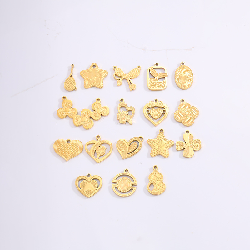 Plating Design 1 Piece 17mm 304 Stainless Steel Star Heart Shape Floral Pendant
