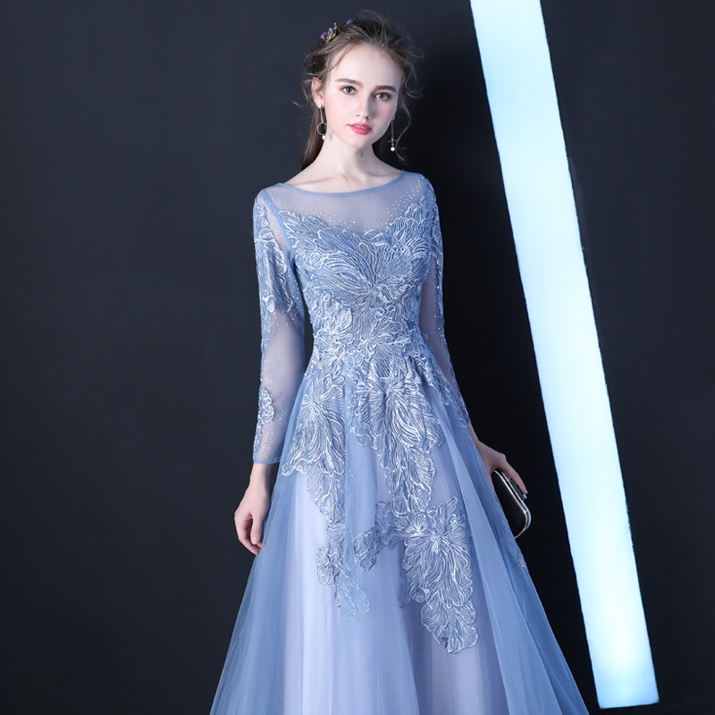 Party Dress for Women 2026 New Summer Evening Gown Elegant Long Blue Slim-Fit Elegant Evening Dress