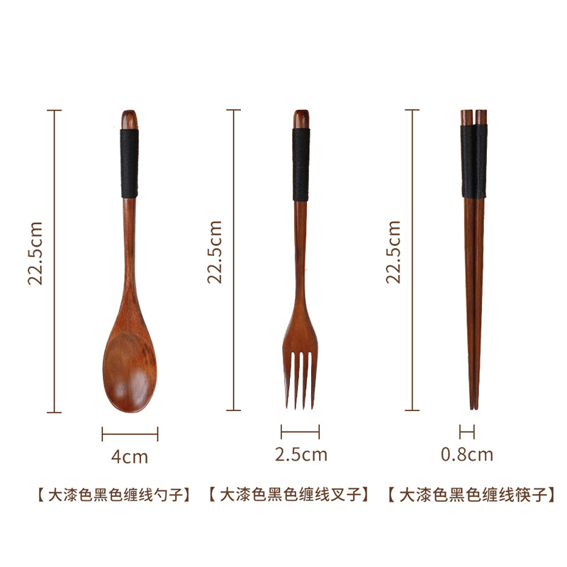 래커 블랙 래핑 젓가락 숟가락 포크 세트