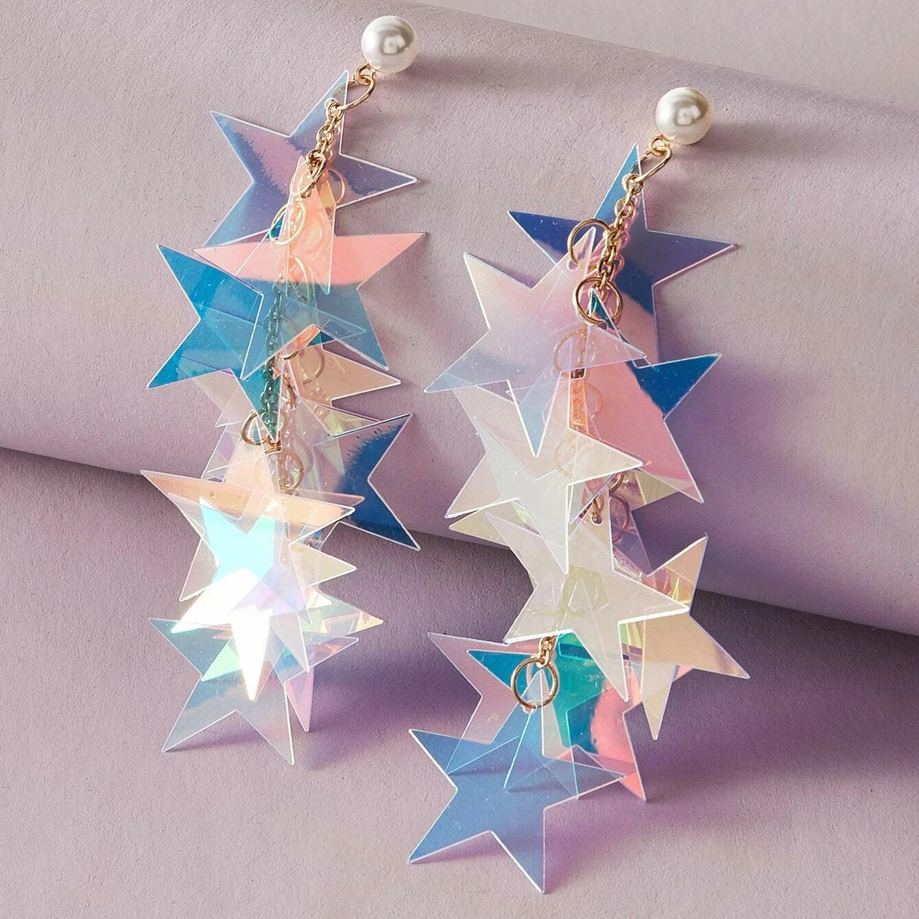 1 Pair Simple Style Star Plating Alloy Drop Earrings display picture 1