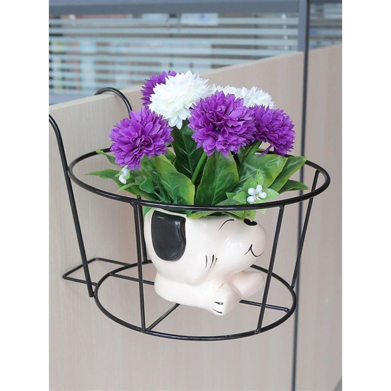 Balcón estante de flores estante de almacenamiento barandilla colgando flowerpot colgando barandilla de hierro forjado colgando ventana interior estante de flores de carne