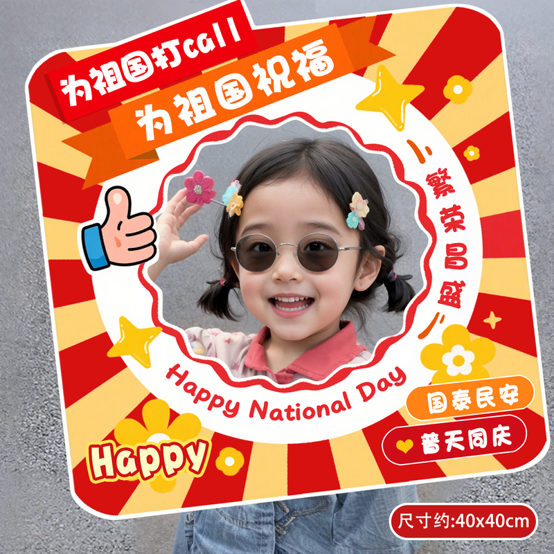 国庆节装饰幼儿园教室主题活动氛围场景布置手举牌kt板拍照框道具|undefined