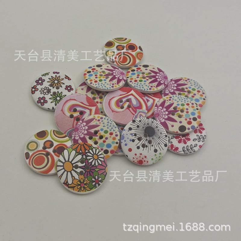 30mm botones de cuatro ojos productos de decoración de bricolaje flores y plantas de fondo blanco botones de la serie 25 un paquete