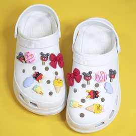 铂佳  抖音热款立体卡通奶油胶蝴蝶结套装奶咖色套装小熊公仔鞋扣