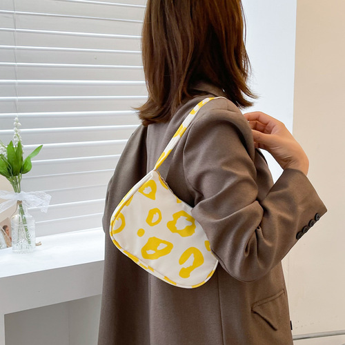  New Print Leopard Print Stylish Bag Trendy Canvas Fashion Single Shoulder Bag Korean Style Street Fashion Handbag for Women