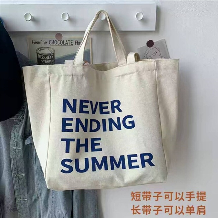 新款简约法式帆布包女单肩夏文艺原宿ins大容量学生日系韩帆布袋