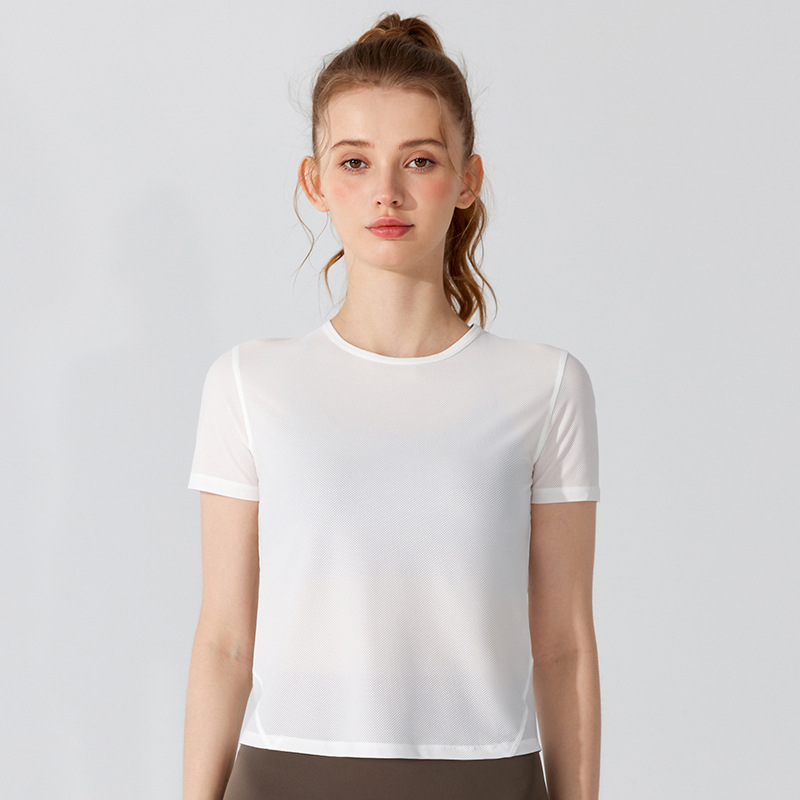 Summer New Yoga Clothes for Women, Sports Short-Sleeved T-Shirts, Slimming Look Pilates Training Clothes, Small Waist Fitness Covers