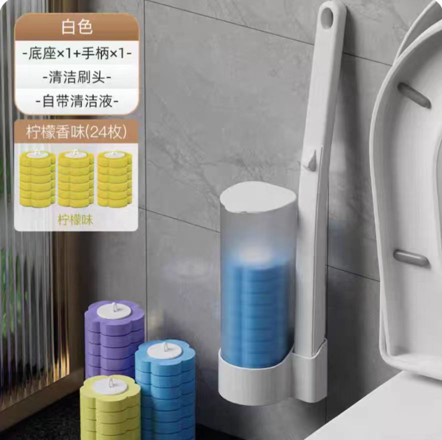 Cepillo de inodoro desechable para uso doméstico, cepillo de inodoro de mango largo sin perforaciones, sin rincones muertos, cepillo de limpieza estéril, cepillo de inodoro.