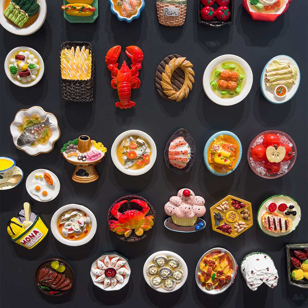 仿真食物冰箱贴红酒面包磁力贴3D立体冰淇淋火锅食玩居家装饰磁贴