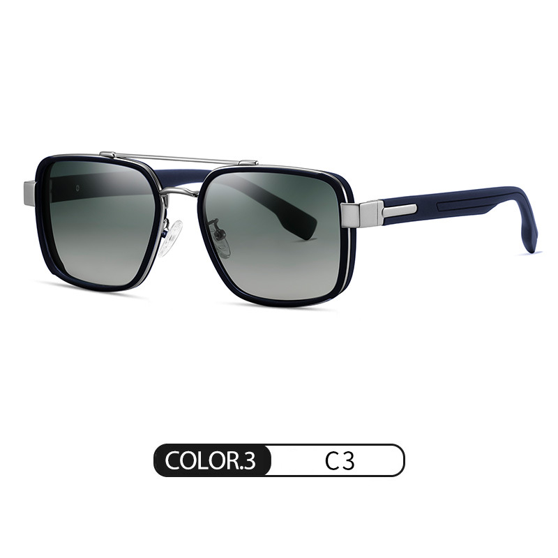 Lente polarizador de doble viga de moda clásica S15106 Gafas de sol para exteriores para hombres Gafas de sol de conducción de tiro callejero