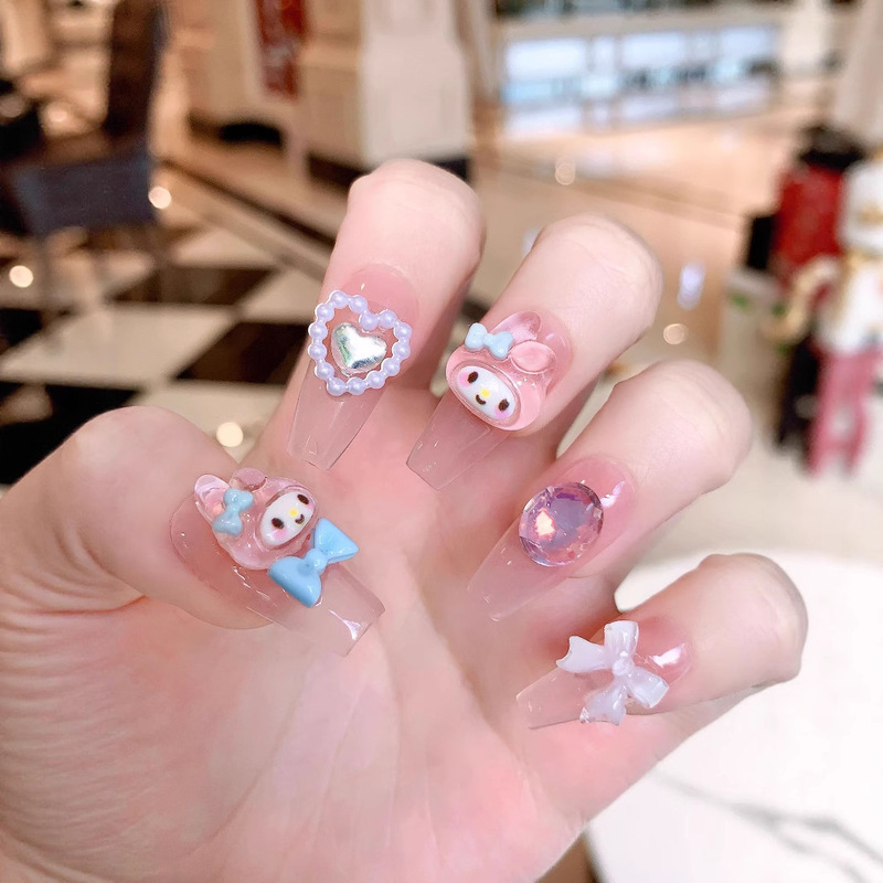 【Melody】Purely Handmade Wearable Nails, Popular Cartoon Nail Stickers with Cute Bow Designs 【Melody】Purely Handmade Wearable Nails, Popular Cartoon Nail Stickers with Cute Bow Designs