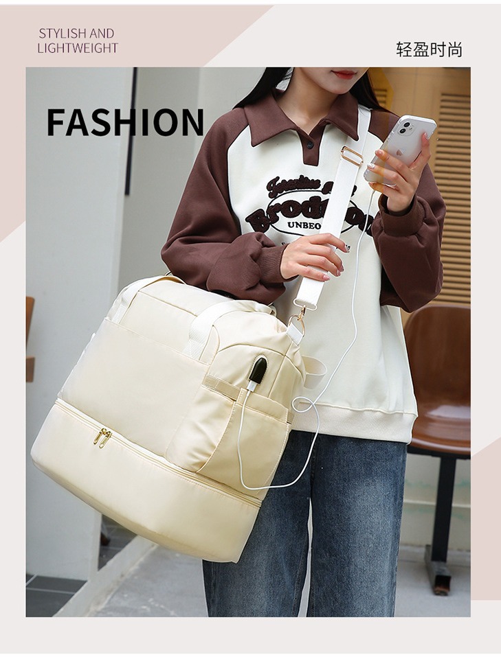 Bolsa de viaje inclinada de gran capacidad de almacenamiento de zapatos independiente separación seca y húmeda bolsa de equipaje gruesa tela de nylon bolsa madre mayorista