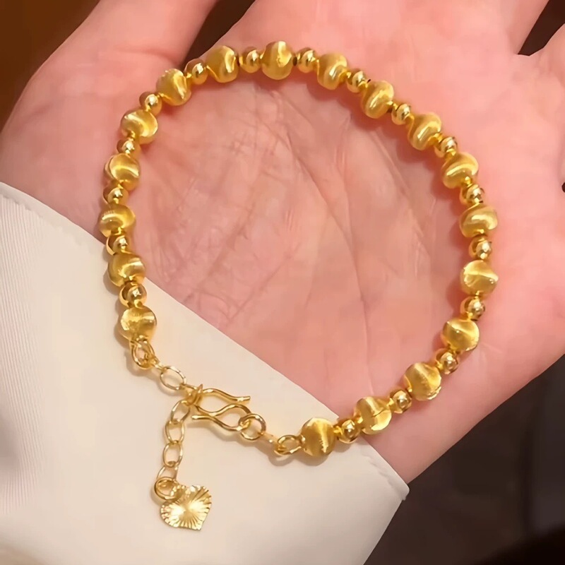 Sand Gold Jewelry Cat's Eye Brushed Transfer Bead Bracelet Accessible Luxury High-End Artificial Niche Design Gift for Girlfriend's Hand Jewelry Sand Gold Jewelry Cat's Eye Brushed Transfer Bead Bracelet Accessible Luxury High-End Artificial Niche Design Gift for Girlfriend's Hand Jewelry