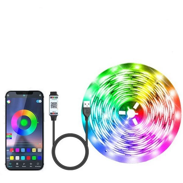 Светодиодная лента 5050RGB, USB 5V, пульт на 24 клавиши + Bluetooth, диммируемый подсвет TV