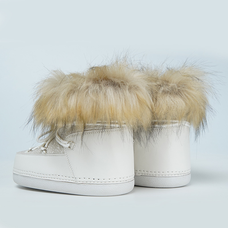 Beige cuello de cabello espacio luna brillante botas de pan botas de algodón de nieve Amazon libre de soportar diseño personalizado prueba al por mayor