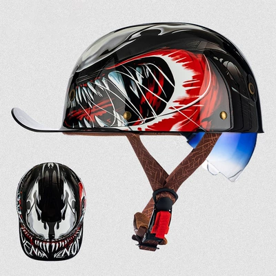 Motosiklet kaskı (dəbilqə) – Flip-Up Helmet, Men's and Women's Prince-Style - rw03s-black-venom-with-blue-lenses-m-size-53-54cm