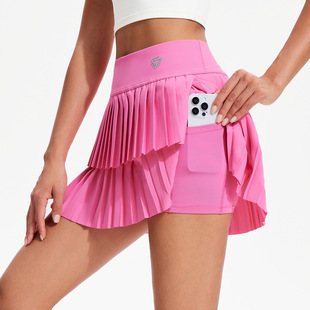 Sports Short Skirt Fake Two-Piece Running Fitness Skirt Women's Summer Quick-Drying Hip-Covering Anti-Exposure Breathable Tennis Skirt Yoga Skirt