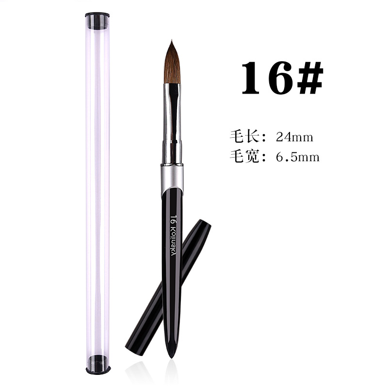 Amazon en stock metal varilla de uñas de pelo de visón pluma negro Kolinsky uñas de cristal pluma tallado cepillo