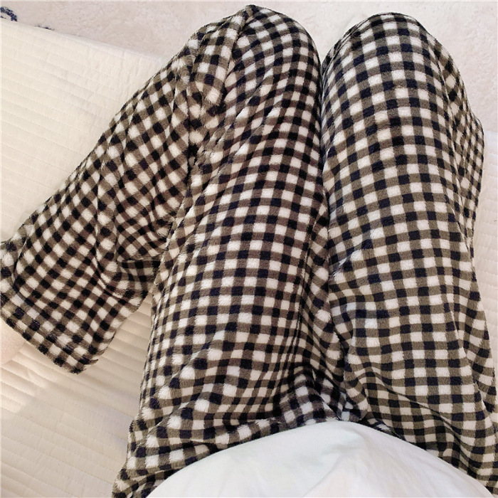 Pantalones de pijama de franela de coral de dibujos animados, pantalones de pijama de hombre, pantalones de invierno de otoño de mujer, pantalones caseros