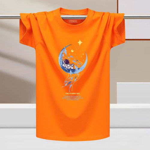 Men's loose-fitting short-sleeve T-shirt for leisure, summer, large size, elastic youth half-sleeve men's clothing