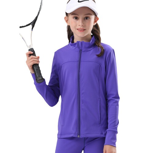 New Autumn/Winter Girls' & Kids' Long-Sleeve Zip-Up Coats – Outdoor Sports, Training, Yoga, and Fitness Tops