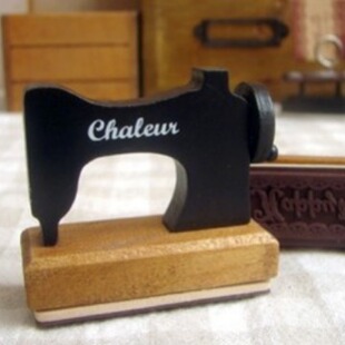 Creative wooden chic retro small sewing machine seal Journal diy diary album decorative material stamp