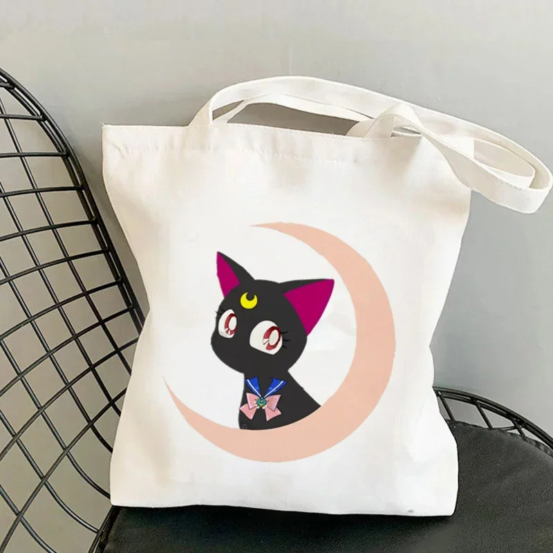 Comercio exterior Sailor Meow impresión Kawai bolsa Harjuku bolsa de compras damas lienzo bolsa de mano casual para niñas