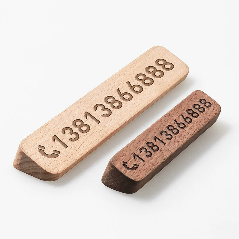 Черный орех Деревянный временный парковочный номерной знак Телефон Перемещение номерного знака Товары для украшения автомобиля Простая Автомобильная движущаяся карта