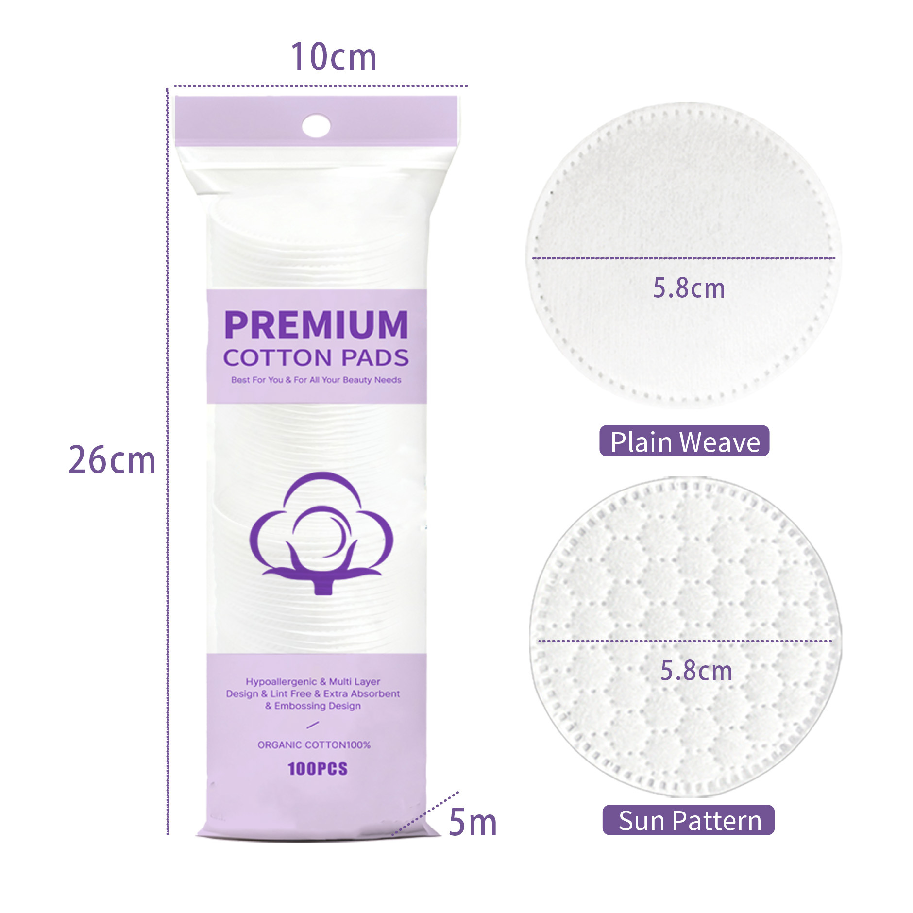 Inglés puro algodón maquillaje, algodón grueso, algodón redondo, algodón limpio, algodón limpiador, comercio exterior transfronterizo