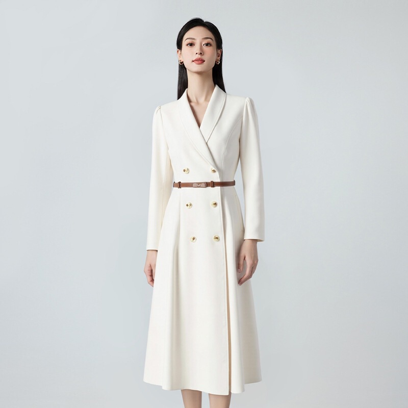 Spring and Autumn Long-Sleeved Formal Occasion Suit Dress Formal High-End Fashion Elegant Waist Windbreaker Skirt
