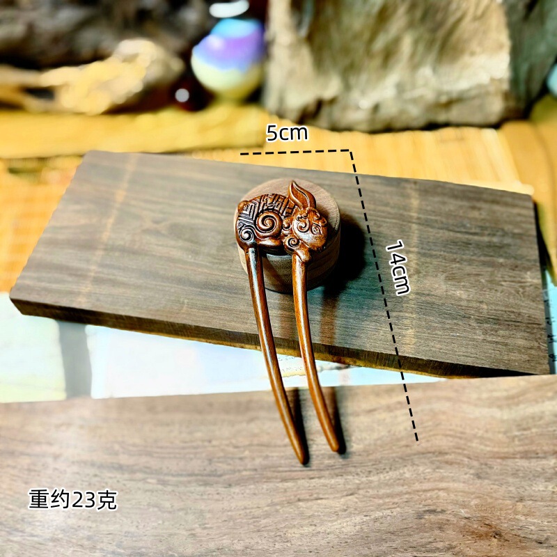 新中式金丝檀发簪木制品雕刻簪子汉服头饰古风挽发木簪高级盘发钗|undefined