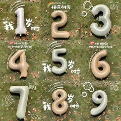 新しい32インチins風キャラメル色クリーム色誕生日デジタルアルミ膜風船歳ネット赤シーン装飾ボール
