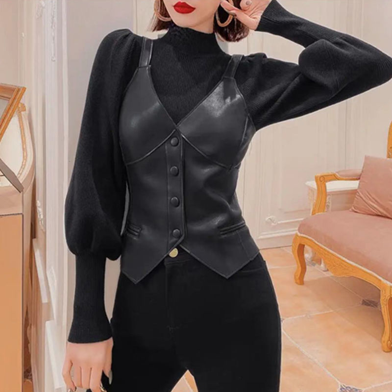 2025 Spring, Autumn and Summer Women's Outer Wear Versatile Fashion Trend Slimming Look Short Collar Camisole Vest