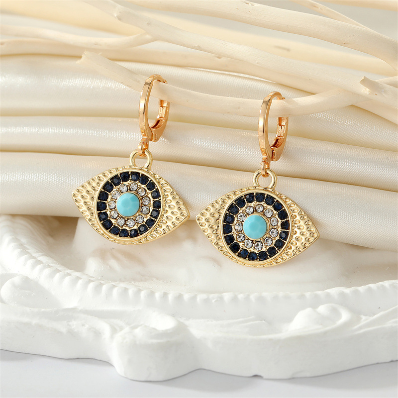 Ethnic Point Rhinestone Sun Retro Devil's Eye Pendant Earring display picture 4