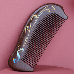 廠家批發涇縣精品描金黑檀木梳子高檔金絲綠檀木梳禮品刻logo