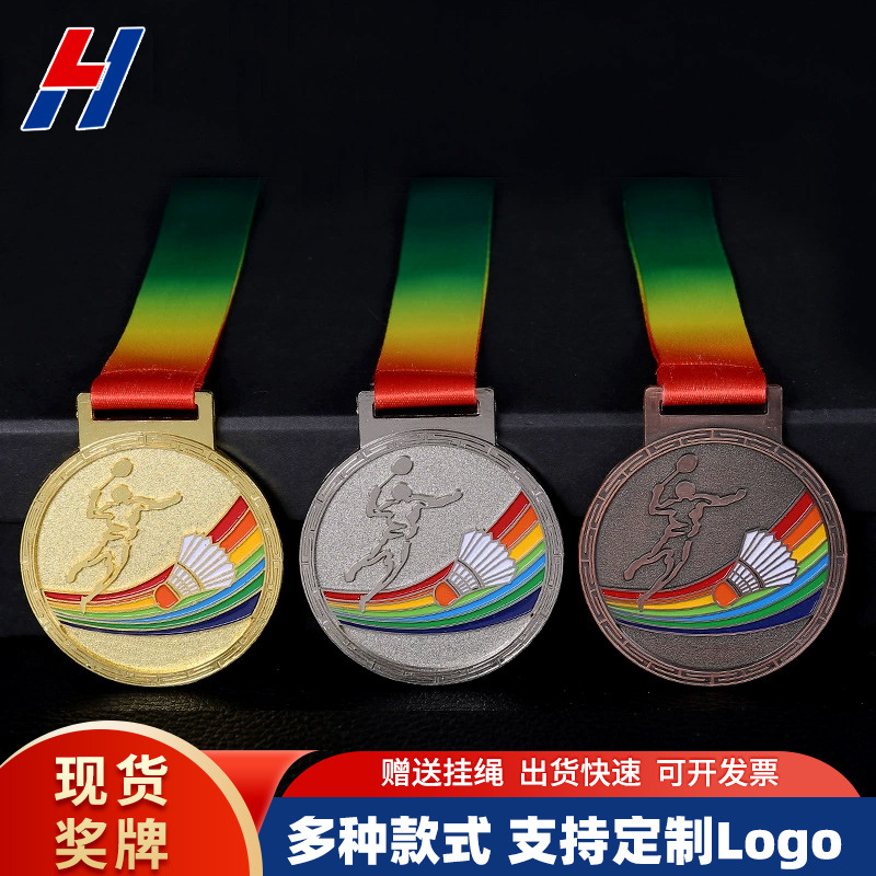 En stock competencia de bádminton campeón corredor medalla haciendo METAL FUNDICIÓN artesanía medalla colgando cuello Medalla de Honor al por mayor
