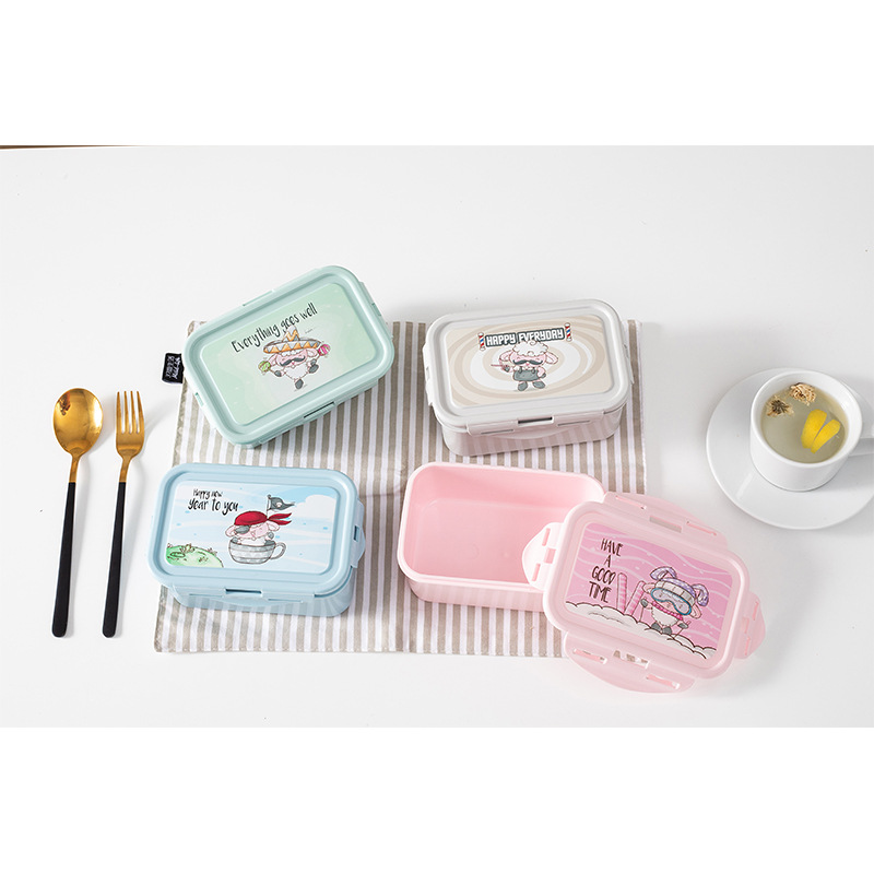 Comercio exterior transfronterizo retráctil flash colorido película de dibujos animados caja de preservación de frescura rectangular cuadrada redonda sellada caja de almacenamiento de bocadillos