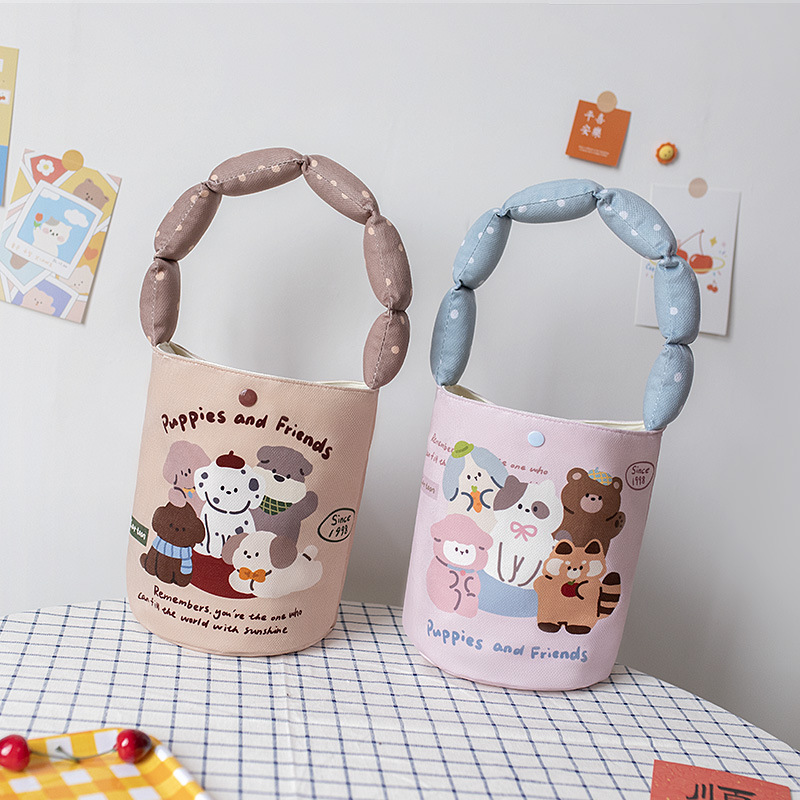 Portable Bucket Bag Female Cute Cartoon Korean Student Underarm Carry Cotton-Filled Souvenir Small Bag